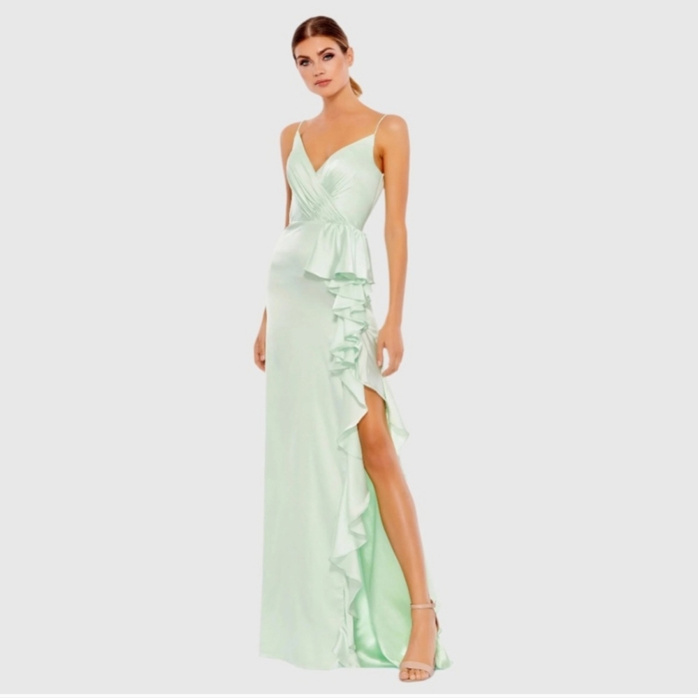 398$ MAC DUGGAL Elegant Mint Green Evening Gown SIZE 10 - Picture 1 of 3